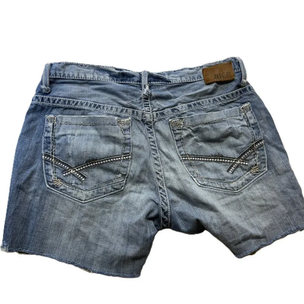 BKE Denim Cutoff Shorts Men’s 32 Blue Distressed Raw Hem Low Rise